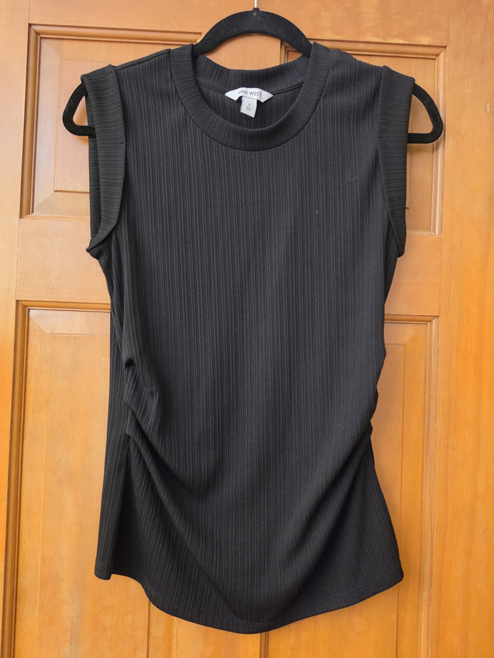 Nine West Black Ribbed Sleeveless Top